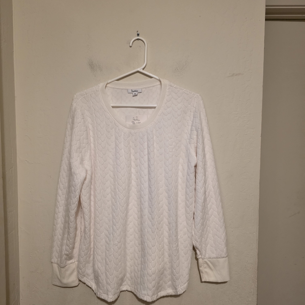 NWT Roudelain Elegant White Textured Women's Sweater Size XL